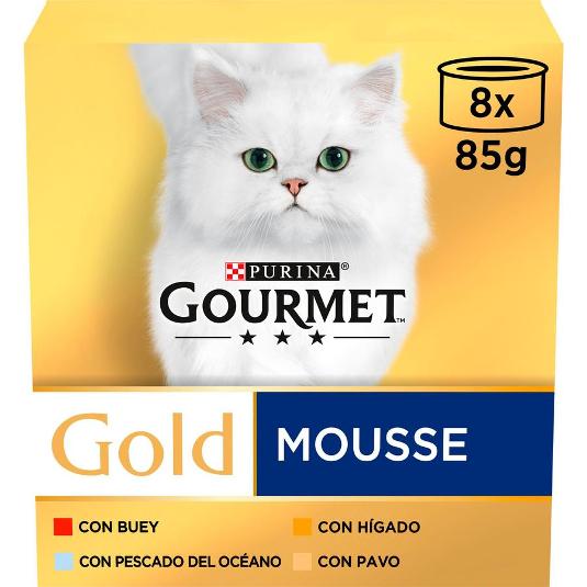 COMIDA GATO GOUR.GOLD BUEY 8X85 PURINA PACK 680 GR