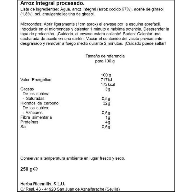 ARROZ COCIDO INTEGRAL 2X125 GR BRILLANTE PACK 250 GR