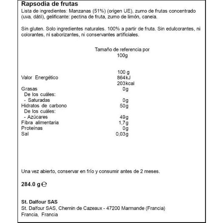 FRUTA PARA UNTAR MANZANA/CANELA ST DALFOUR FRASCO 284 GR