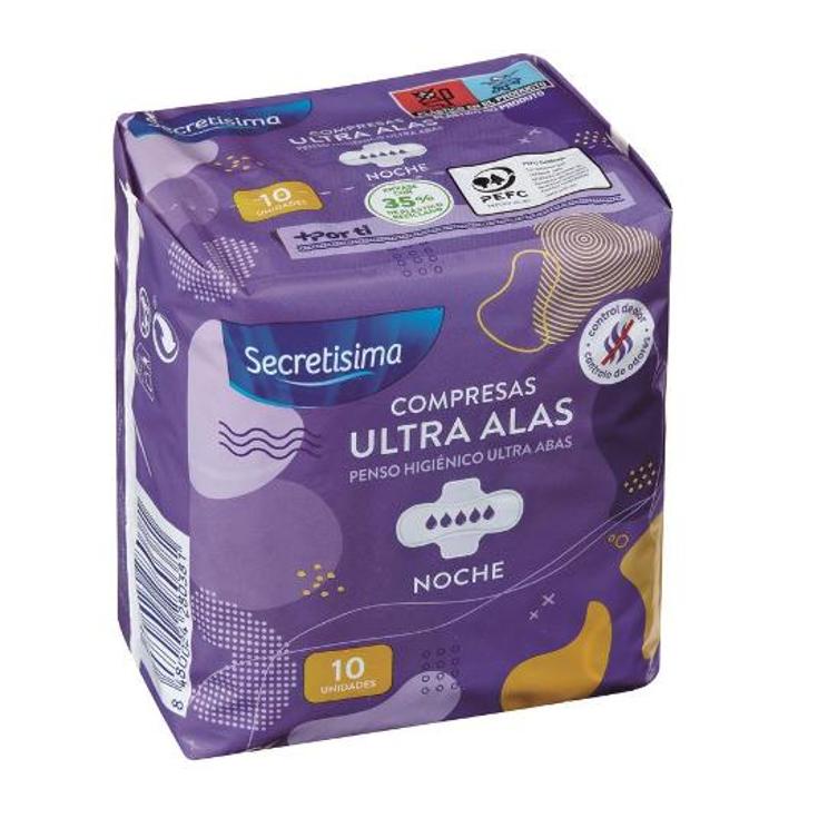 COMPRESA ULTRA NOCHE CON ALAS SECRETISIMA PQTE 10 UD