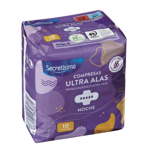 COMPRESA ULTRA NOCHE CON ALAS SECRETISIMA PQTE 10 UD