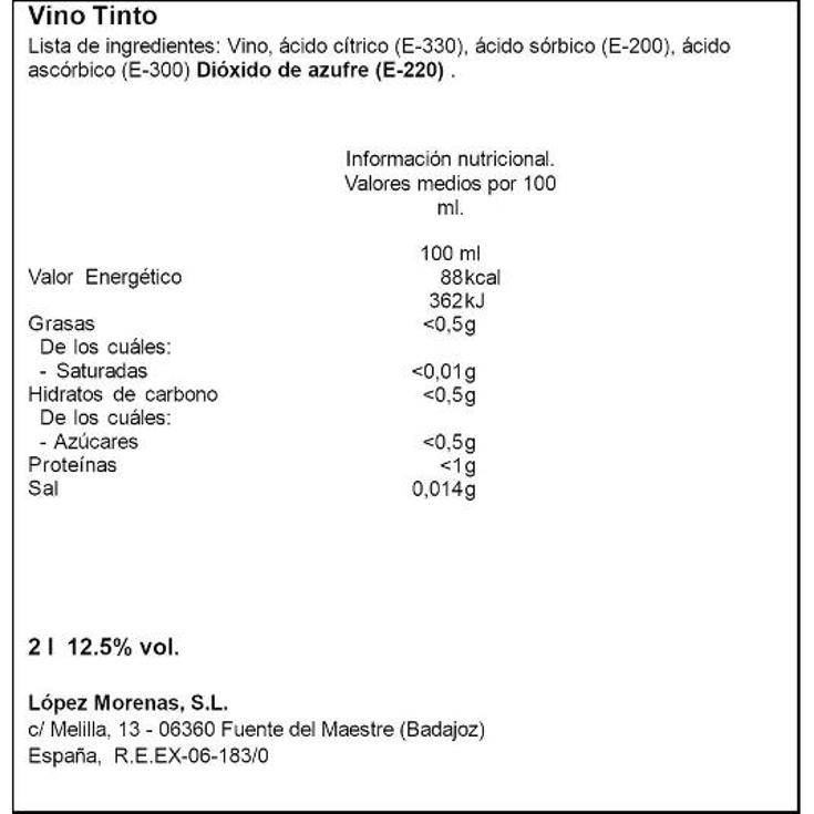 VINO TINTO MESA 12.5º GARRAFA VEGA RIVILLA BTLLA 2 LT