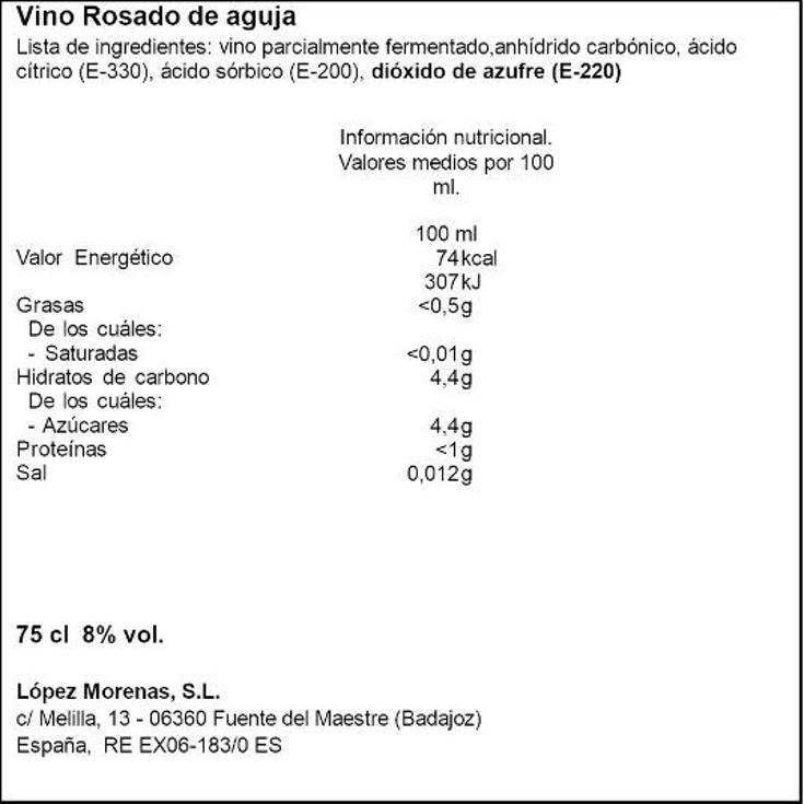 VINO ROSADO LAMBRUSCO EMILIA PICCOLO NAP. BTLLA 75 CL