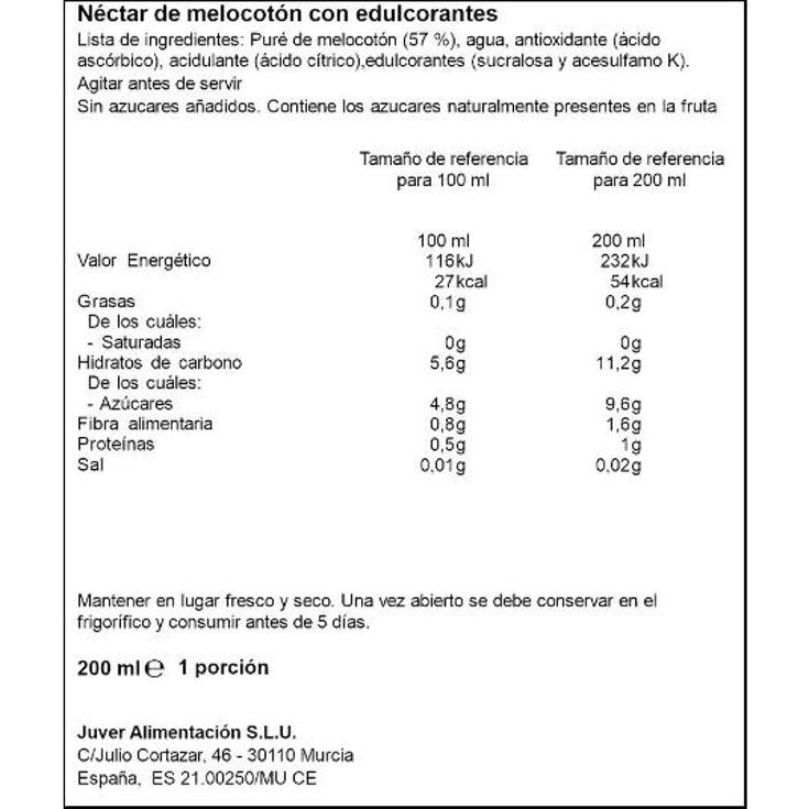 NECTAR MELOCOTON JUVER BTLLA 200 ML