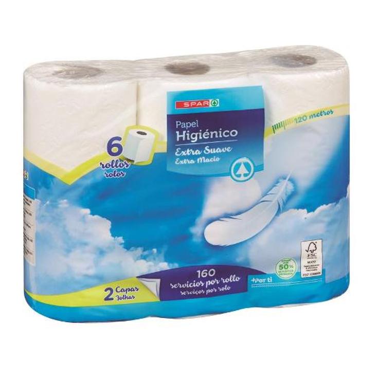 PAPEL HIGIENICO 2 CAPAS SPAR PQTE 6 UD