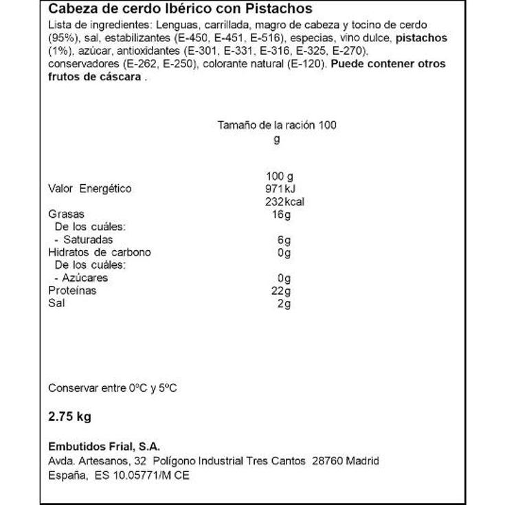 CABEZA CERDO IBERICO 1/2 C/PIST FRIAL