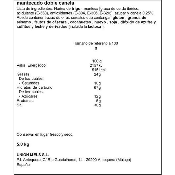 MANTECADO DOBLE CANELA CJA 5 KG S.MELERO