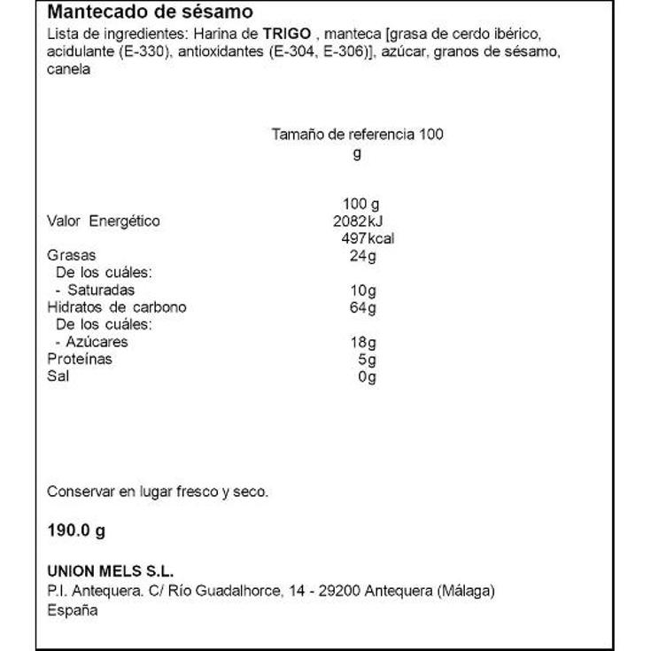 MANTECADO SESAMO FLOR ANTEQUE BOLSA 190 GR