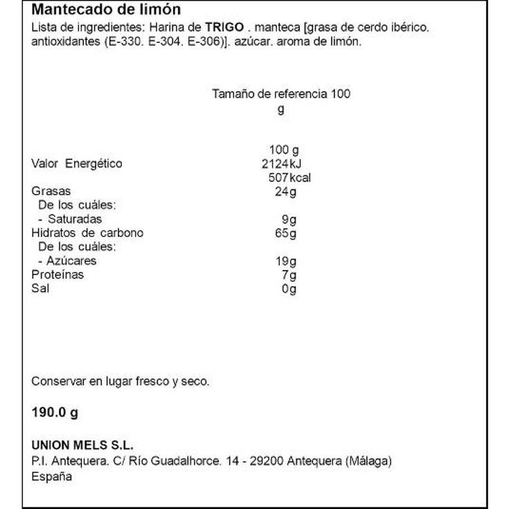 MANTECADO LIMON FLOR ANTEQUE BOLSA 190 GR