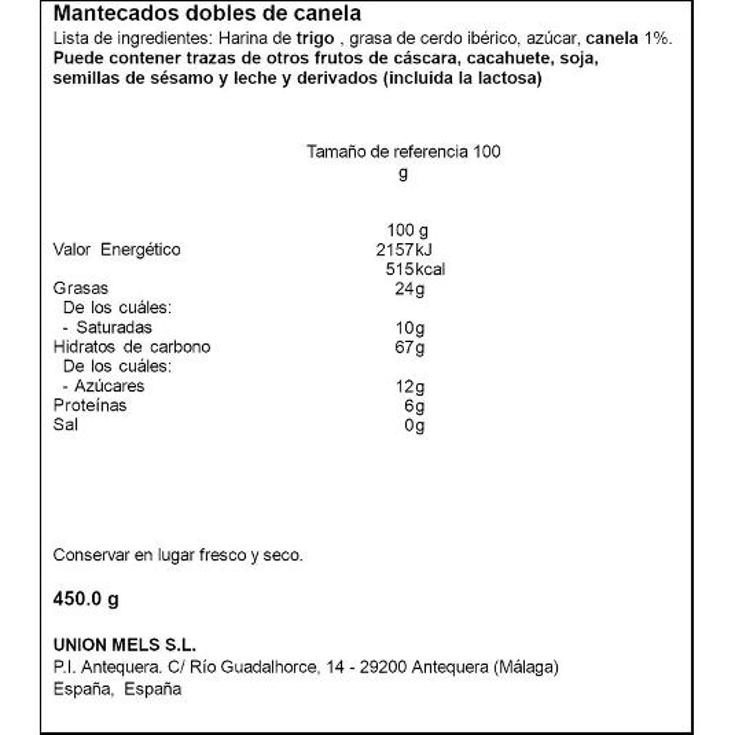 MANTECADO DE CANELA S.MELERO BOLSA 450 GR