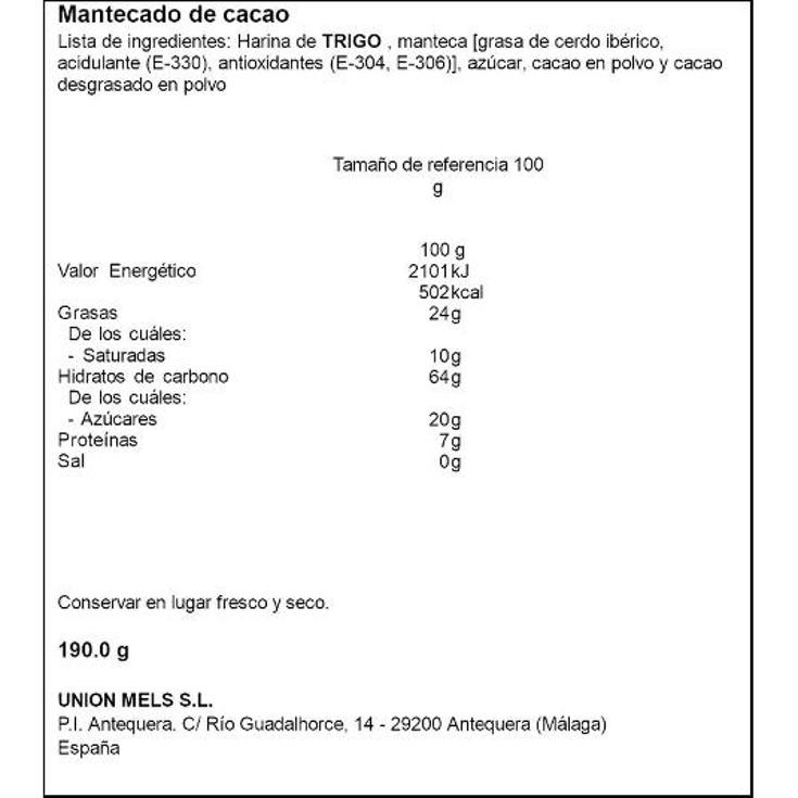 MANTECADO CACAO FLOR ANTEQUE ESTCH 190 GR