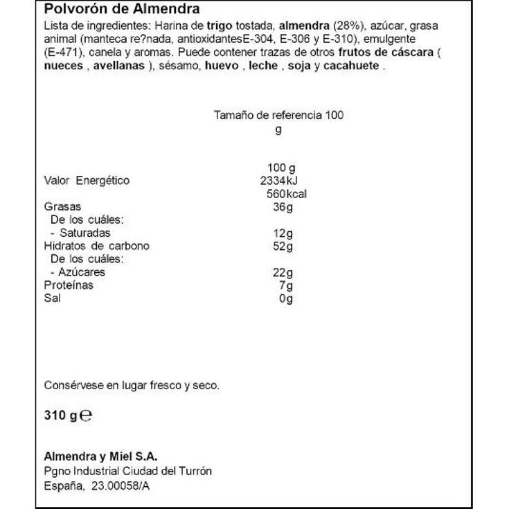 POLVORON DE ALMENDRA ARTESANO 1880 ESTCHE 310 GR