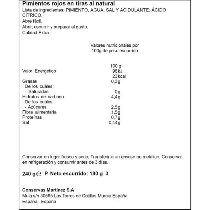 PIMIENTO MORRON TIRAS 3X60GR SPAR PQTE 3 UD