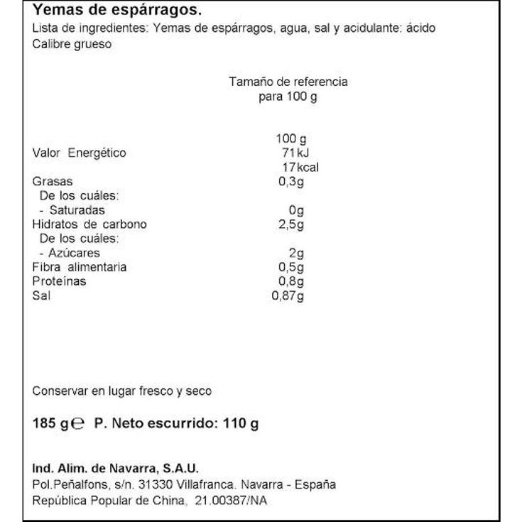 YEMAS ESPARRAGO GRUESAS 8/12 UD CARRETILLA FRASCO 110 GR