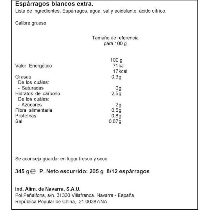 ESPARRAGO EXTRA 8/12 CARRETILLA FRASCO 205 GR