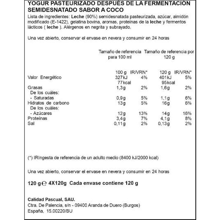 YOGUR COCO PASCUAL PACK 4 UD