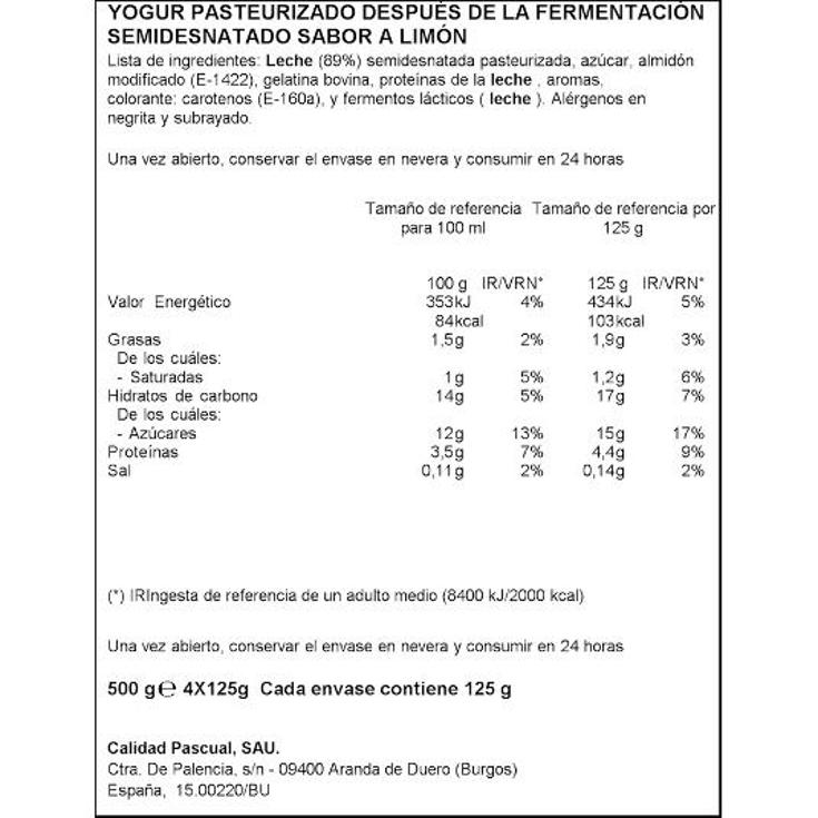 YOGUR LIMON PASCUAL PACK 4 UD
