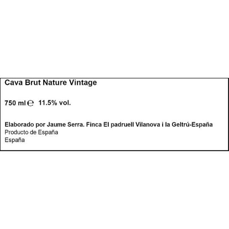 CAVA BRUT NATURE VINTAGE 11,5º JAUME SERRA BTLLA 75 CL