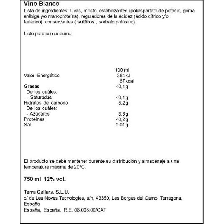 VINO BLANCO SEMIDULCE VERDEJO EMPARRADO BTLLA 75 CL