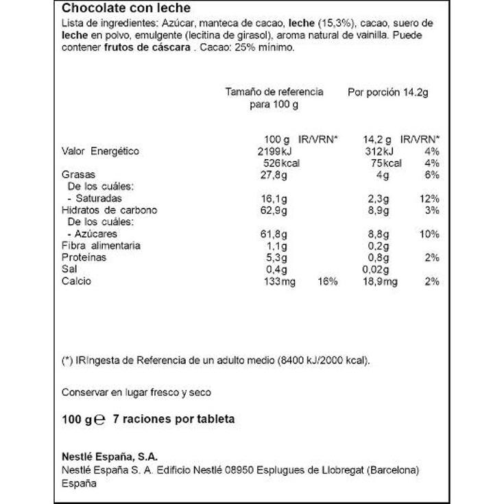 CHOCOLATE LECHE DOLCA PTLLA 100 GR