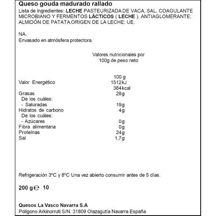 QUESO RALLADO GOUDA SPAR BOLSA 200 GR
