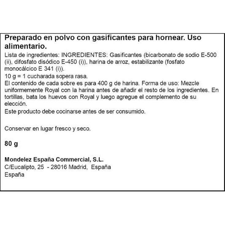 PREPARADO PARA HORNEAR 5X16 GR. ROYAL PQTE 80 GR