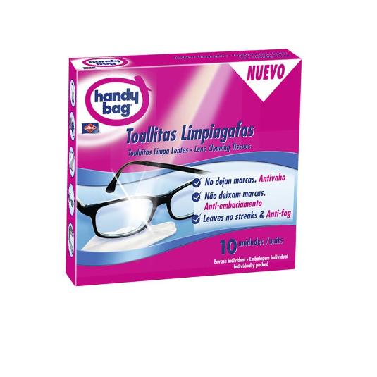 TOALLITAS LIMPIAGAFAS 10 UN. HANDY BAG PQTE 10 UD