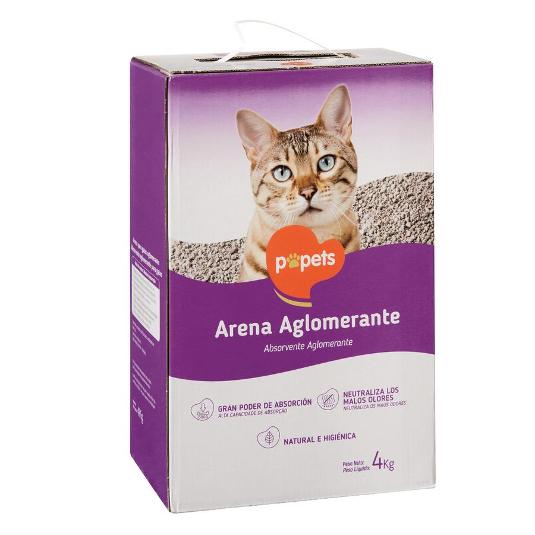 ARENA GATOS AGLOMERANTE POPETS CAJA 4 KG