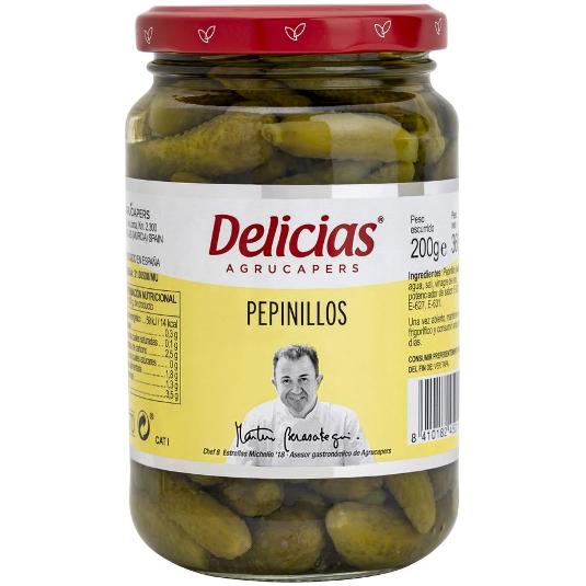 PEPINILLOS EN VINAGRE DELICIAS FRASCO 200 GR