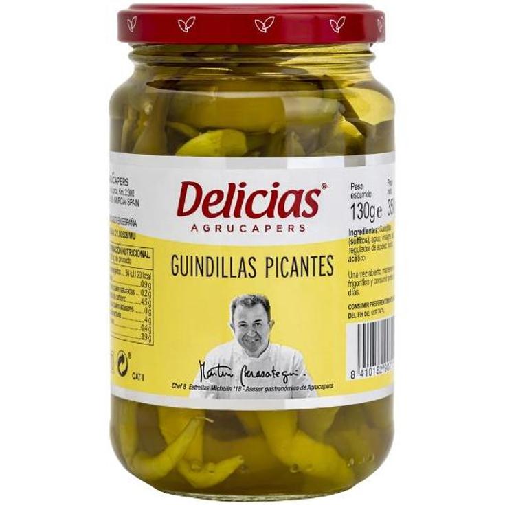 GUINDILLAS PICANTES EN VINAGRE DELICIAS FRASCO 130 GR