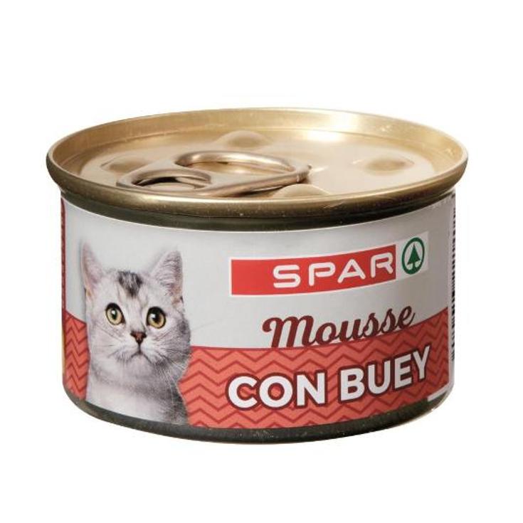 ALIMENTO GATO MOUSSE BUEY SPAR LATA 85 GR