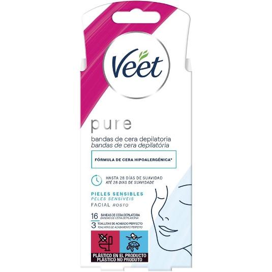 DEPIL.BANDAS FACIAL PURE. SENS. VEET CAJA 16 UD