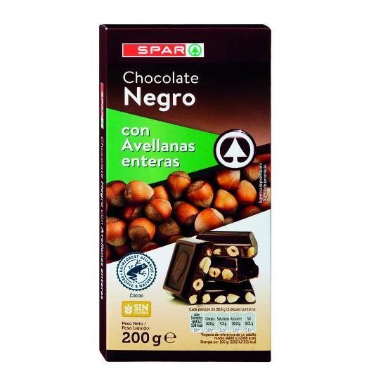 CHOCOLATE NEGRO AVELLANA SPAR PTLLA 200 GR