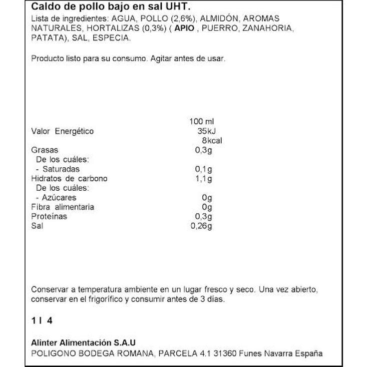 CALDO DE POLLO REDUCIDO EN SAL SPAR BRIK 1 LT