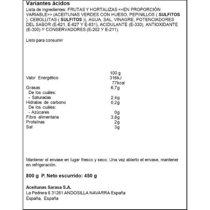 COCKTAIL ENCURTIDOS SPAR TRRNA 450 GR