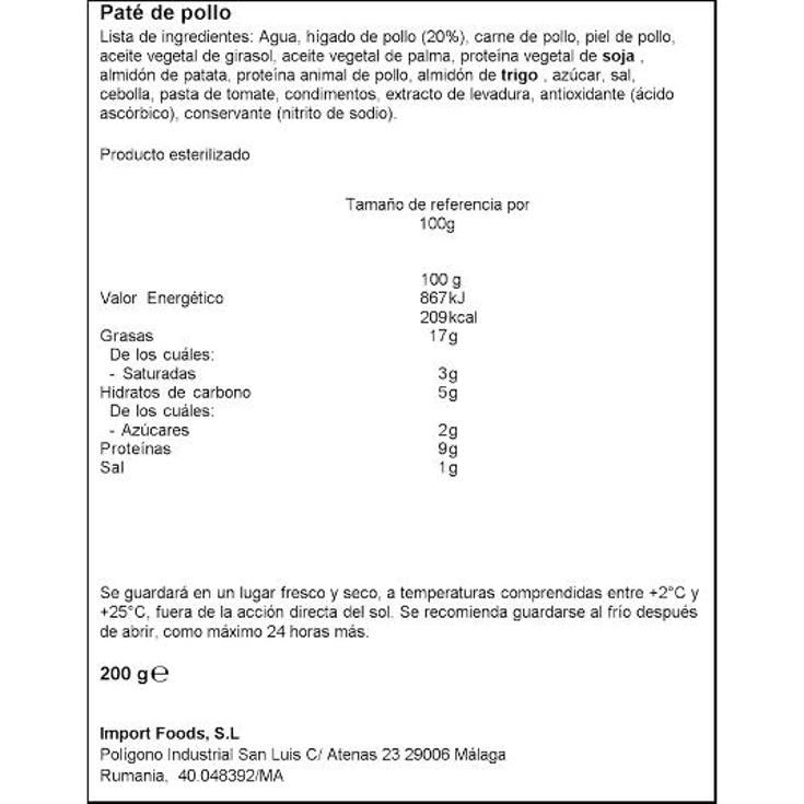 PATE DE POLLO ARDEALUL LATA 200 GR