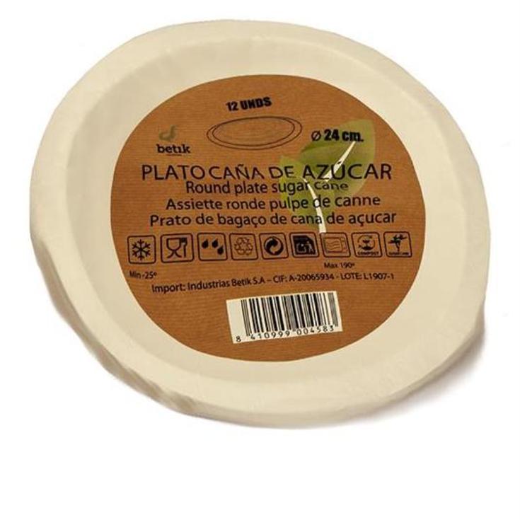 PLATO LUX 24CM BIODEGRADABLE BETIK PACK 12 UD