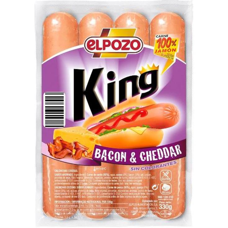 SALCHICHAS KING UPP CHEEDAR BAC ELPOZO PQTE 330 GR