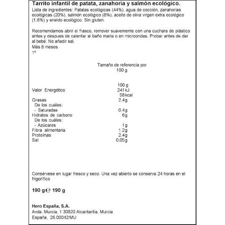 BABY ECO ZANAH./SALMON (+8M.) HERO FRASCO 190 GR