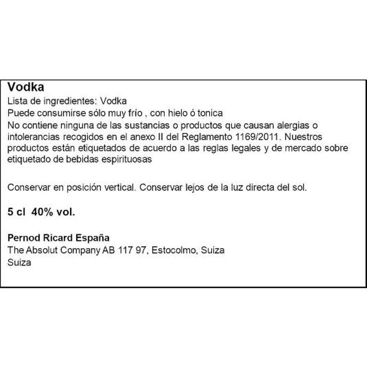 VODKA 40º MINI ABSOLUT BTLLA 5 CL