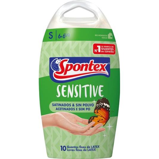 GUANTES NATURAL LATEX PEQU. T/6 SPONTEX PAQUET 10 UD