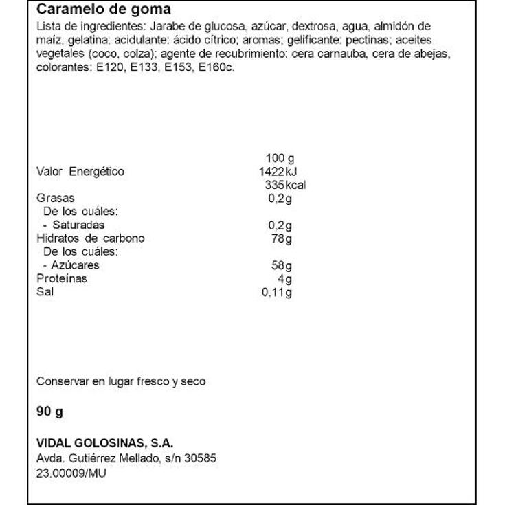 CARAMELO GOMA BLOODY EYES VIDAL BOLSA 90 G