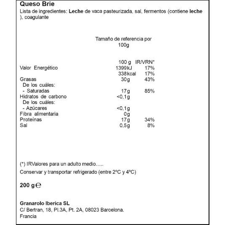 QUESO BRIE PUNTA BONNE VACHE UNIDAD 200 GR