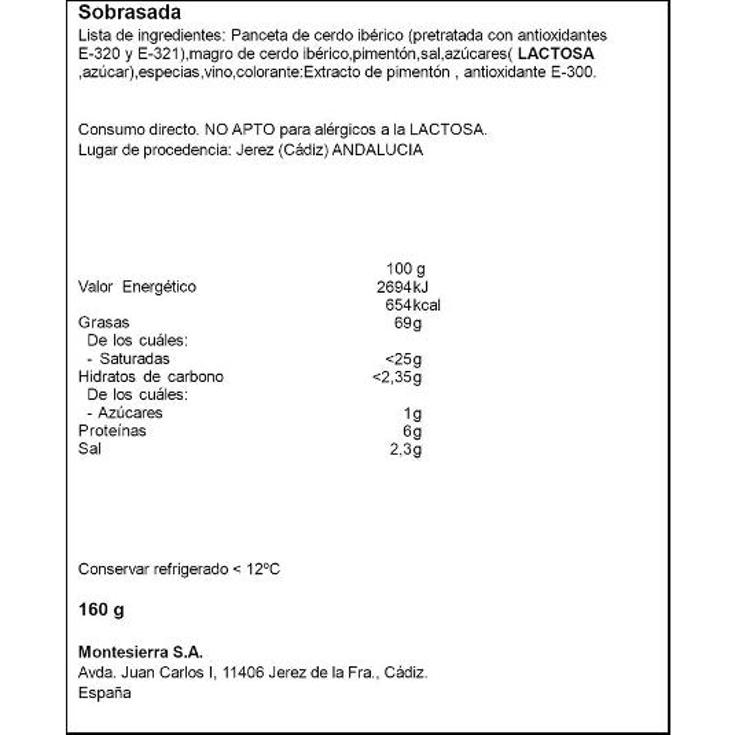 SOBRASADA IBERICA CURADA CUYAR TRRNA 160 GR