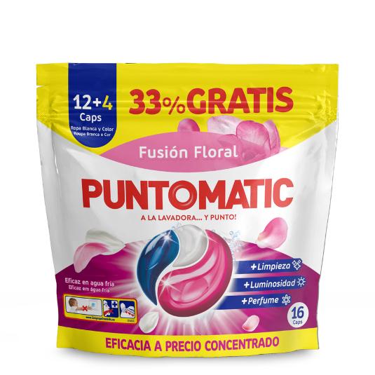 DETERGE.CAPS FUSION FLORAL12+4 PUNTOMATIC BOLSA 16 LA