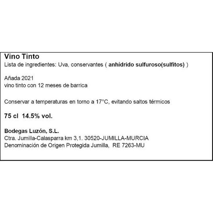 VINO TINTO JUMILLA CRIANZA 14,5 ALTOS LUZON BTLLA 75 CL