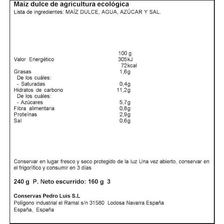 MAIZ DULCE ECOLOGICO SPAR NATURAL FRASCO 240 GR
