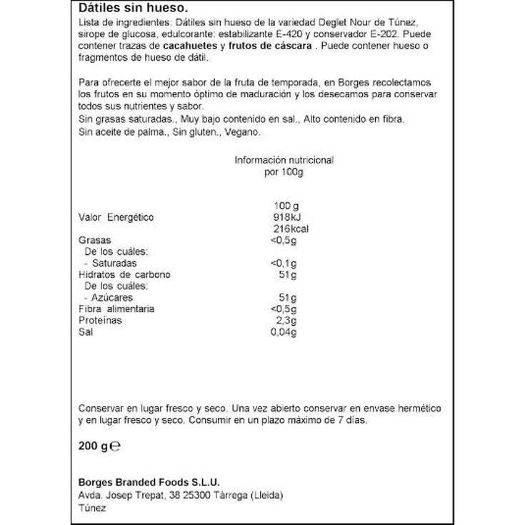 DATIL SIN HUESO BORGES BOLSA 200 GR