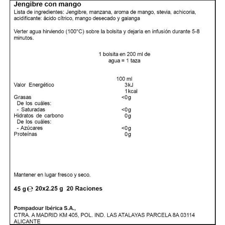 INFUSION JENGIBRE CON MANGO POMPADOUR CAJA 20 UD