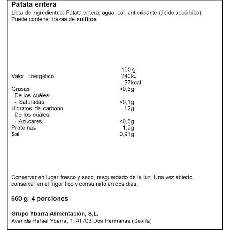 PATATA ENTERA YBARRA FRASCO 400 GR